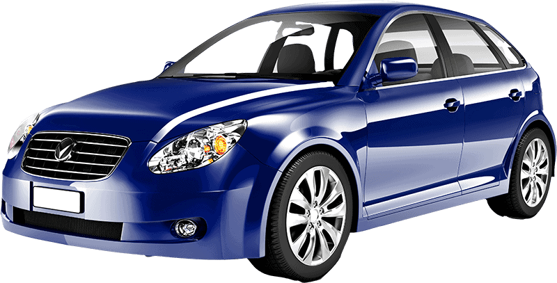 blue hatchback car